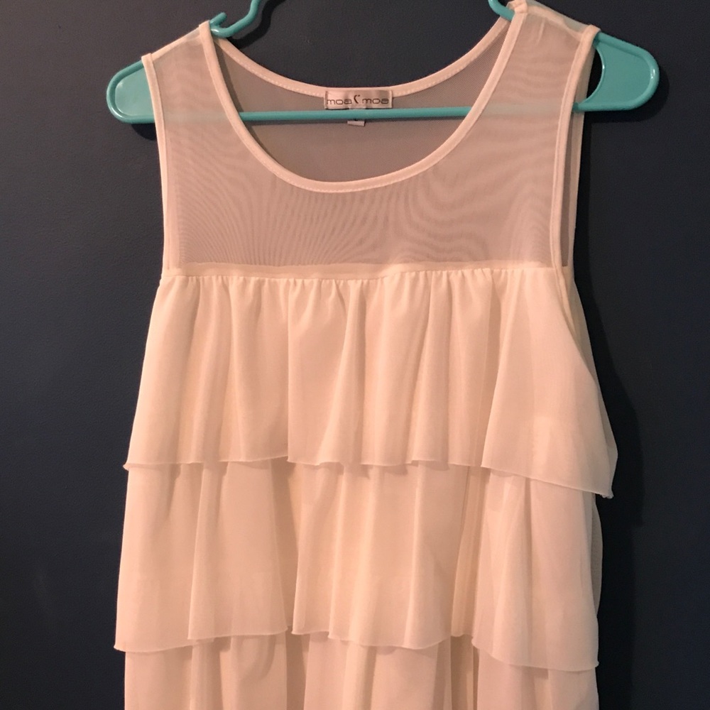 White 3 tiered chiffon blouse